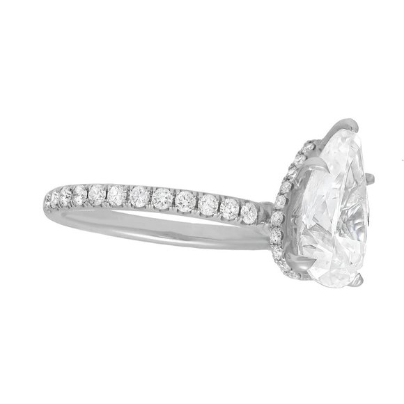 3.01Ctts Pear Shape Lab Grown & Natural Diamond Engagement Ring 18K White Gold - Picture 3 of 5